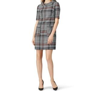 Trina Turk Plaid Maleko Fold Collar Shift Mini Dress Size 2